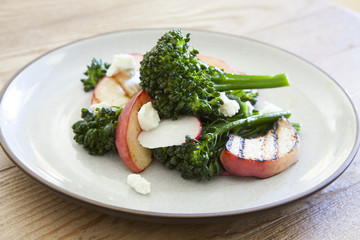 Grilled Broccolini and Peach Salad with Goat Cheese