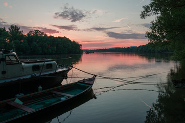 Danube curve sunset in Zebegény