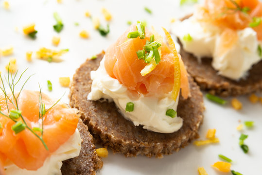 Norwegian Smoked Salmon Canapés with Cream Cheese 