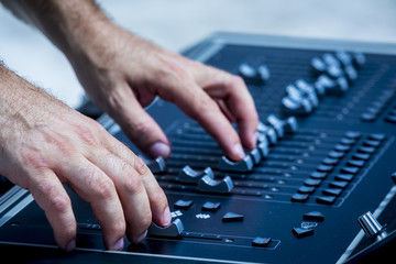 Profesional studio equipment for sound mixing .