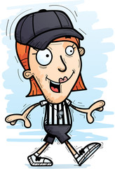 Cartoon Woman Referee Walking