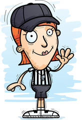 Cartoon Woman Referee Waving