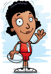 Cartoon Black Rugby Player Waving