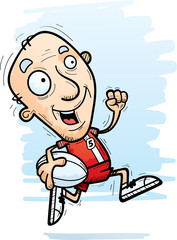 Cartoon Senior Rugby Player Running