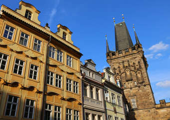 Fototapeta premium Prague Cezch Republic palaces and the tower of Bridge Charles