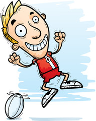 Cartoon Rugby Player Jumping