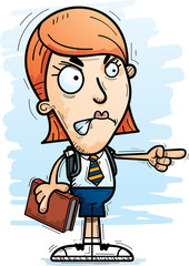 Angry Cartoon Woman Student