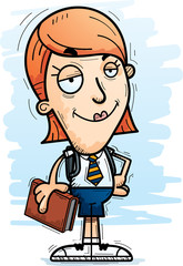Confident Cartoon Woman Student