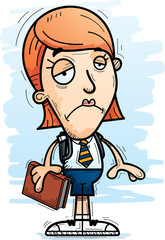 Sad Cartoon Woman Student
