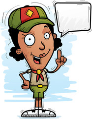 Cartoon Black Woman Scout Talking