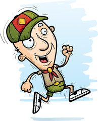 Cartoon Senior Citizen Scout Running