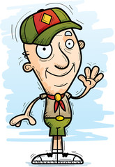 Cartoon Senior Citizen Scout Waving