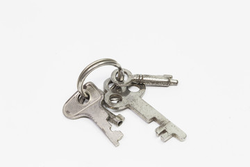 antique  old key on white background 