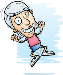 Cartoon Senior Citizen Jumping
