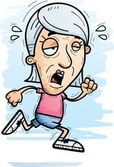 Exhausted Cartoon Senior Citizen