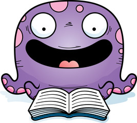 Cartoon Octopus Reading