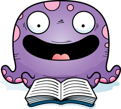Cartoon Octopus Reading