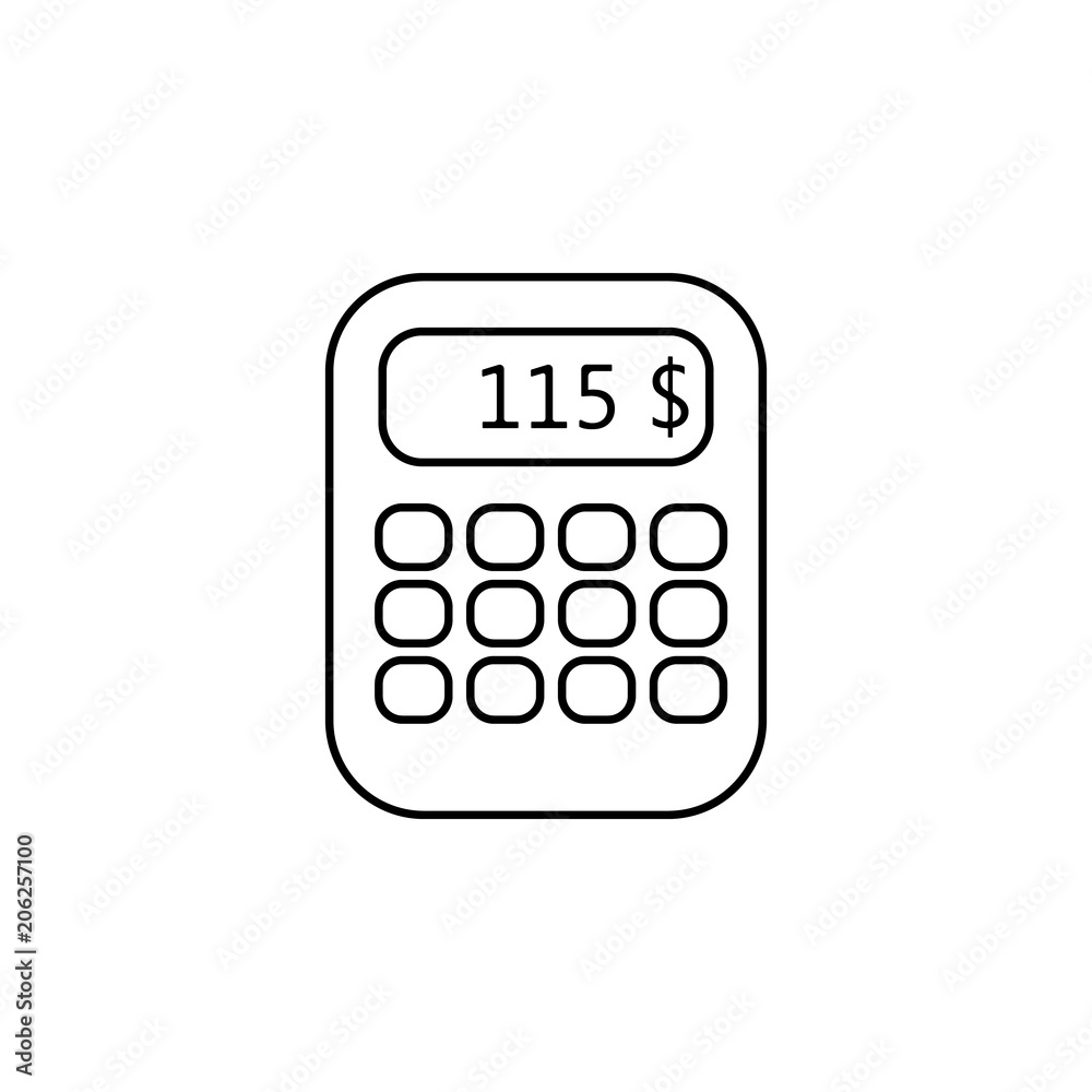 Poster calculating money on a calculator line icon. element of bankig icon for mobile concept and web apps.