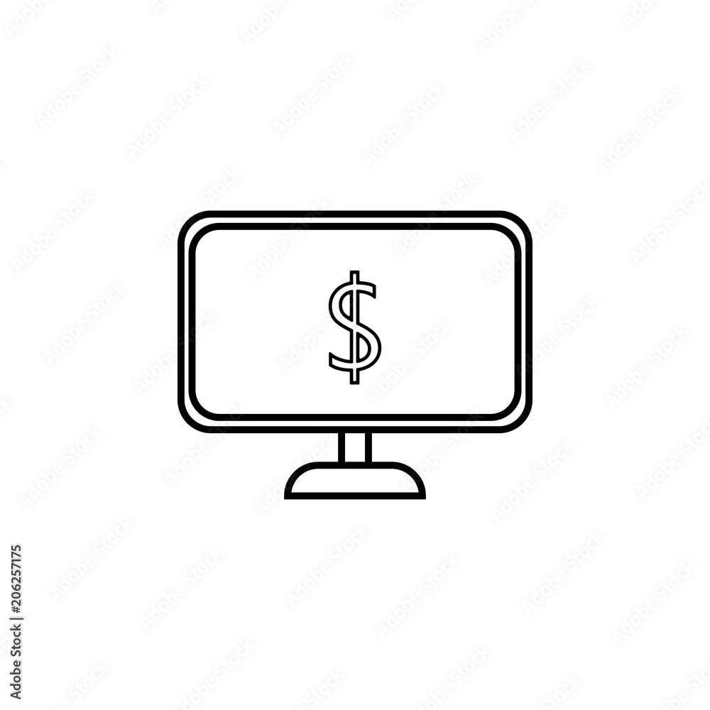 Poster dollar in the monitor line icon. element of bankig icon for mobile concept and web apps. thin line d