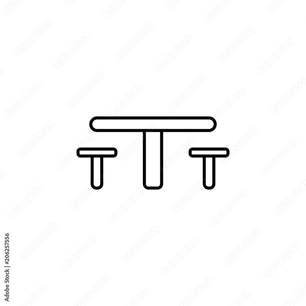 Poster picnic table line icon. element of camping icon for mobile concept and web apps. thin line picnic ta