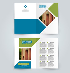Abstract flyer design background. Brochure template. Can be used for magazine cover, business mockup, education, presentation, report. Blue and green color.