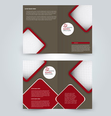 Fold brochure template. Flyer background design. Magazine cover, business report, advertisement pamphlet.  Red and brown color.