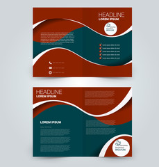 Fold brochure template. Flyer background design. Magazine cover, business report, advertisement pamphlet.  Red and green color.