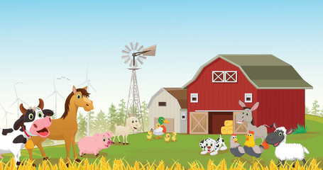 Obraz na płótnie Canvas illustration of happy farm animal cartoon