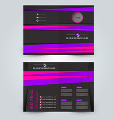 Fold brochure template. Flyer background design. Magazine cover, business report, advertisement pamphlet.  Black and purple color.