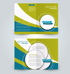 Fold brochure template. Flyer background design. Magazine or book cover, business report, advertisement pamphlet. Blue and green color.