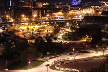 Fototapeta na wymiar night view to rike park in tbilisi