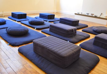 Meditation Cushions in Meditating Room for Relaxing and Peaceful Class Buddhism