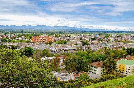 Beautiful erial view of the city of Popayan, located in the center of the department of Cauca