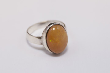 silver ring with opal