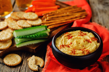 Pumpkin chickpeas hummus with paprika