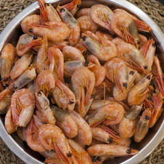 bowl of boiled shrimp