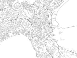 Strade di Tunisi, cartina della città, capitale, Tunisia. Stradario. Africa