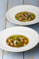 Bayerische Pfannkuchen Suppe im Teller