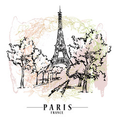 Paris vector illustration. Floral backround, vector illustration.