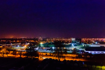 Fototapeta premium View on the midnight city Kremenchug, Ukraine