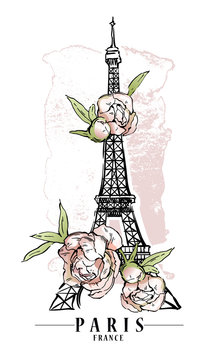 Paris vector illustration. Floral backround, vector illustration.