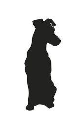 dog sitting, silhouette, vector