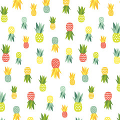 Pineapple fruit vector pattern - 206264516