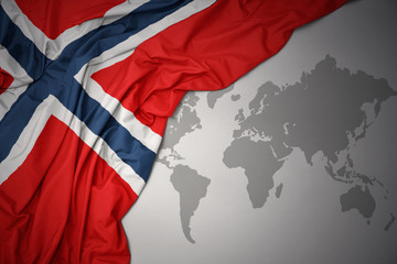 waving colorful national flag of norway.