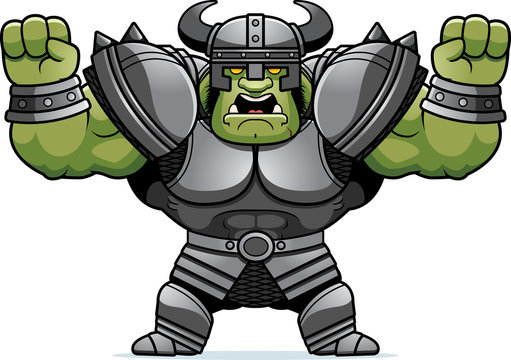 Cartoon Orc Warrior Angry