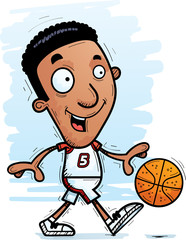 Cartoon Black Basketball Player Walking