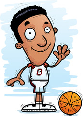 Cartoon Black Basketball Player Waving