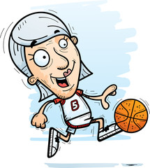 Cartoon Senior Basketball Player Running