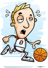 Exhausted Cartoon Basketball Player
