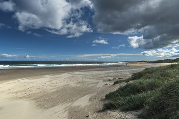 Sandy beach view, English coast, Northumberland